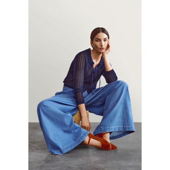 NWT Gap x DOEN High Waisted Wide Leg Denim Trousers Size 28 6 Jeans Pants Cotton - Picture 3 of 16